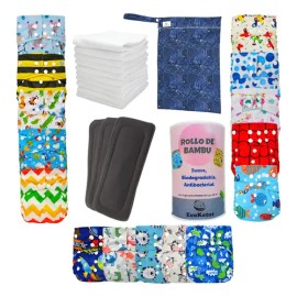 Paquete 15 Pañales Ecologicos Reusables De Tela Bebes A Meses Sin Intereses                                                                           