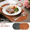 Pixieora Faux Leather Placemats and Coasters, Washable Reversible Oval Placemats