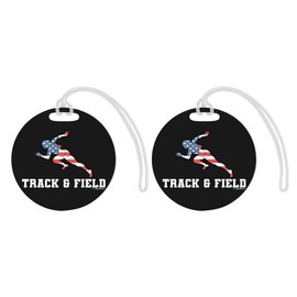 American Pride Summer Games Gifts USA Sports Track and Field 2-pack 3.5 Inch Aluminum Circle Luggage Tags
