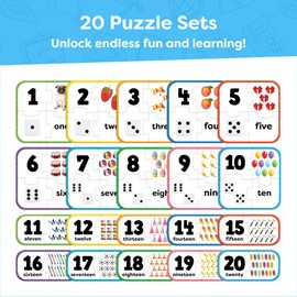 Number Puzzle Kindergarten Math Games - Number Matching Puzzle - Learning Numbers Puzzles Counting Toys for Toddlers Kids Ages 3-5 - Educational Toys Preschool Learning Activities Toddler Puzzles