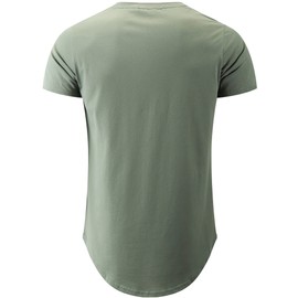 KLIEGOU Mens 100% Cotton Hipster Hip Hop Longline Crewneck T-Shirt (Medium, Dark Green)