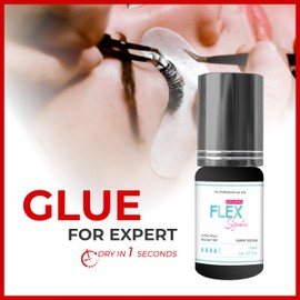 THE LASH SUPPLY THE LASH SUPPLY 0.17 Oz Flex Strong Hold Eyelash Extension Glue, Eyelash Extension Supplies, Medium Viscosity, Retention - Up to 6 Weeks, Quick Drying Lashes Glue for Professional Useshes/Flex