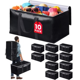 StoreHappily Heavy-Duty & Extra Capacity Moving Bags with Backpack Straps, Storage Totes with Double Zipper & Strong Handles, Packing Bags Alternative to Moving Boxes, Moving Supplies (10 Pack, Black)