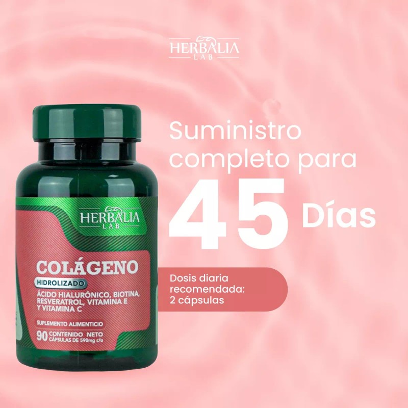 Herbalia Lab Colágeno Hidrolizado Y Ácido Hialurónico 90 Capsulas Sin