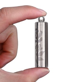 aiGear Stainless Steel Mini Pill Case Inner Diameter 0.48 Inch with Necklace Light Weight Pill Holder Waterproof Small Keychain Pill Box for EDC Outdoor Hiking Camping Travel First Aid (TPF30RS)