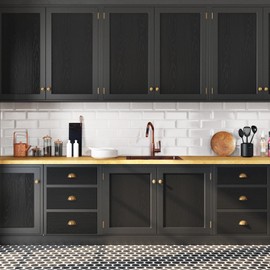 Black Wood Contact Paper Wood Wallpaper Peel and Stick 24”×118” Vintage Thickening Upgrade Wallpaper for Bedroom Wardrobe Table Black Contact Paper Wood Textured Self Adhesive Removable Black Paper