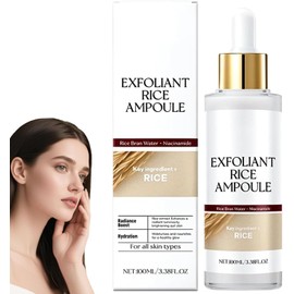 Solución Exfoliante de Arroz Blanco y Negro, Limpia en Profundidad, Suave y No Irritante, Apta para Todo Tipo de Pieles, con Ácido Hialurónico y Niacinamida (Blanco, 1)