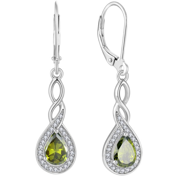 BELRYO Leverback Earrings Infinity Dangle Drop Earrings 925 Sterling Silver