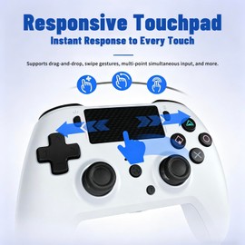 Jersonn Wireless Controller Compatible with PS4/Pro/Slim/PC, with Dual Vibration, 1200mAh Battery, 6-Axis Motion Sensor, Built-in Speaker & 3.5mm Headphone Jack, Charging Cable (Black)