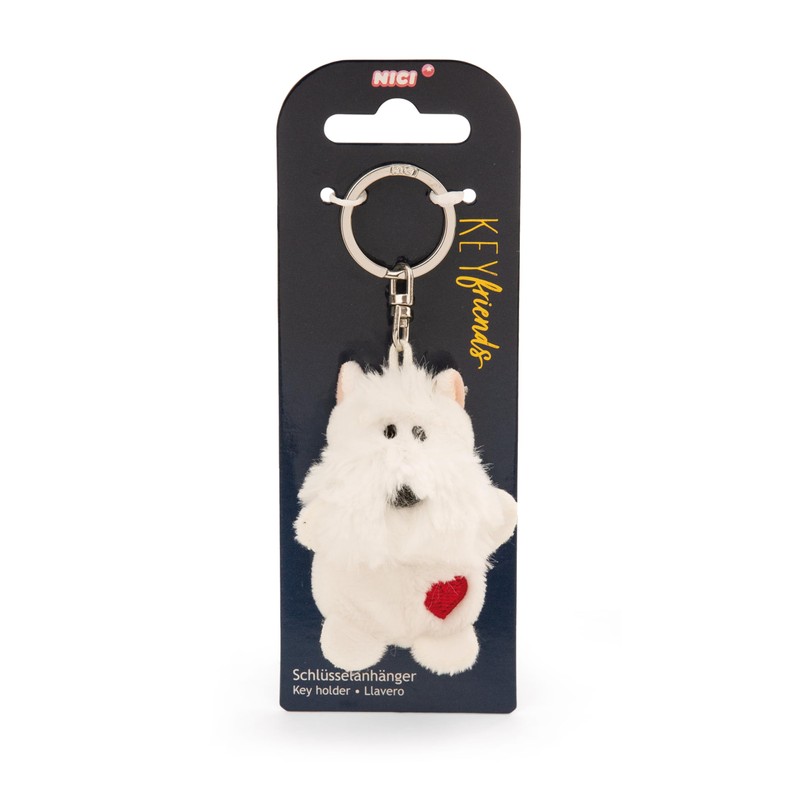NICI Key Ring Dog White with Heart 5 cm