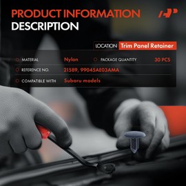 A-Premium 30PCS Nylon Trim Panel Retainer Clips Push-Type Compatible with Subaru Outback 2005-2023, Impreza 2017-2023, Legacy 2005-2023, Tribeca 2008-2014, B9 Tribeca 2006-2007 - For 7.7mm Hole