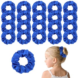 20 Pcs Satin Silk Blue Scrunchies for Little Girls and Women Hair Ties no Damage Elastic Hair Scrunchies Birthday Gifts for girls and Women