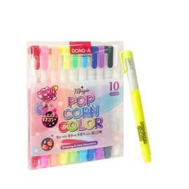 ADDY & PLUSY Dong-A Magic Puffy Popcorn Color Pen 10 Colors 3D Decorating Cards,Drawing, Small Art