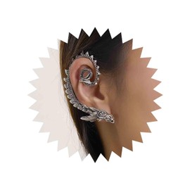 Cimenexe Gothic Dragon Cuff Earrings Silver Dragon Earrings Antique Dragon Earring Vintage No Piercing Earring Cartilage Earrings Jewellery for Women and Girls Animal Earrings Gifts