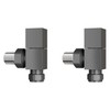 iBathUK Cube Thermostatic Radiator Valve,Solid Brass,Angled Square Radiator Valve Pair,