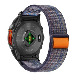 RosMank 26mm Quickfit Nylon Watch Band Compatible with Garmin Fenix 8 AMOLED 51mm/7X Pro/7X/6X Pro/6X, Sport Loop Replacement Strap for Enduro 3/Descent Mk3i/Instinct 2X/Tactix 7/Quatix 7X, BlueOrange
