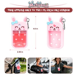 Metyond Rabbit Silicone Case for Touchland Hand Sanitizer Spray with Keychain, Compatible with Power Mist or Glow Mist 1 FL OZ/30ML for Touchland Case, Cute Travel Case for Easter Gifts (1 Pcs Pink)