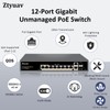 Ztyuav 12-Port Full Gigabit Unmanaged PoE Switch with 8 PoE+