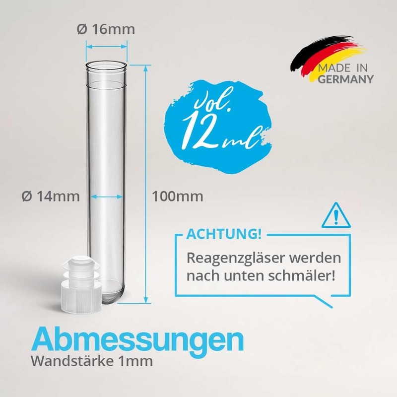 Tuuters Pack of 100 Plastic Test Tubes with Closure Plastic