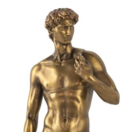 A&B Home Michelangelo's David Statue, Greek Roman Style Michelangelo Figurine Sculpture in Bronze Finish for Home Décor, 14 inch