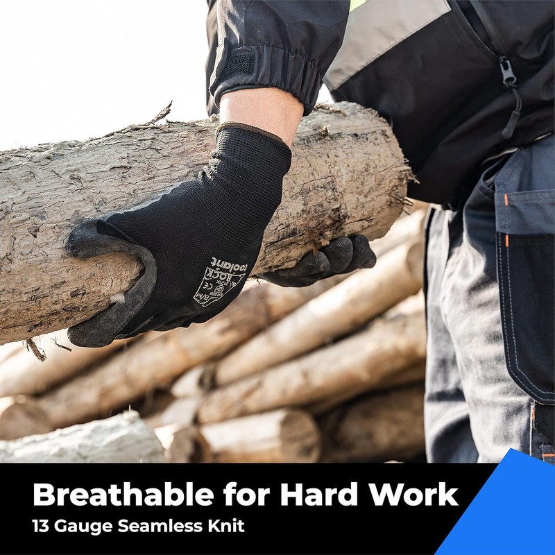 toolant Work Gloves Men, 12 Pairs Crinkle Latex Rubber Gloves