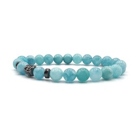 KARDINAL WEIST smiling Buddha Aquamarine Bracelet, Gemstone Beads, Power Stone Jewellery for Men and Women, Chakra - Lucky Charm - Friendship, Aquamarine