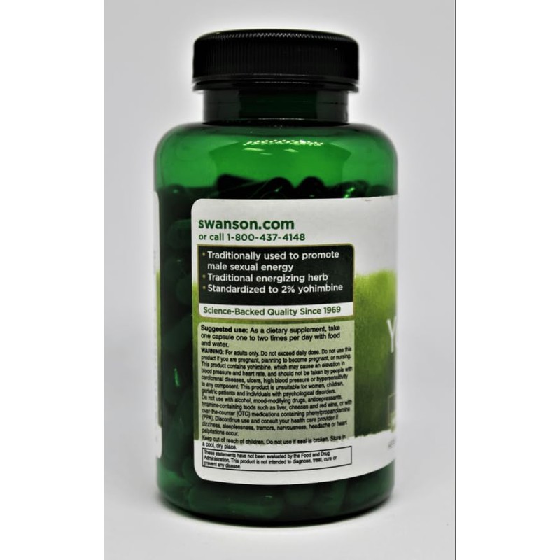 Swanson Yohimbe (Standardized) 500 Milligrams 120 Capsules