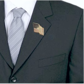 American Flag with Cross Pin. The Gold Christian Cross Outline has recessed texture. It is a one inch wide cross lapel pin is made of highly polished hard enamel & gold plated on the beautiful flag pin.