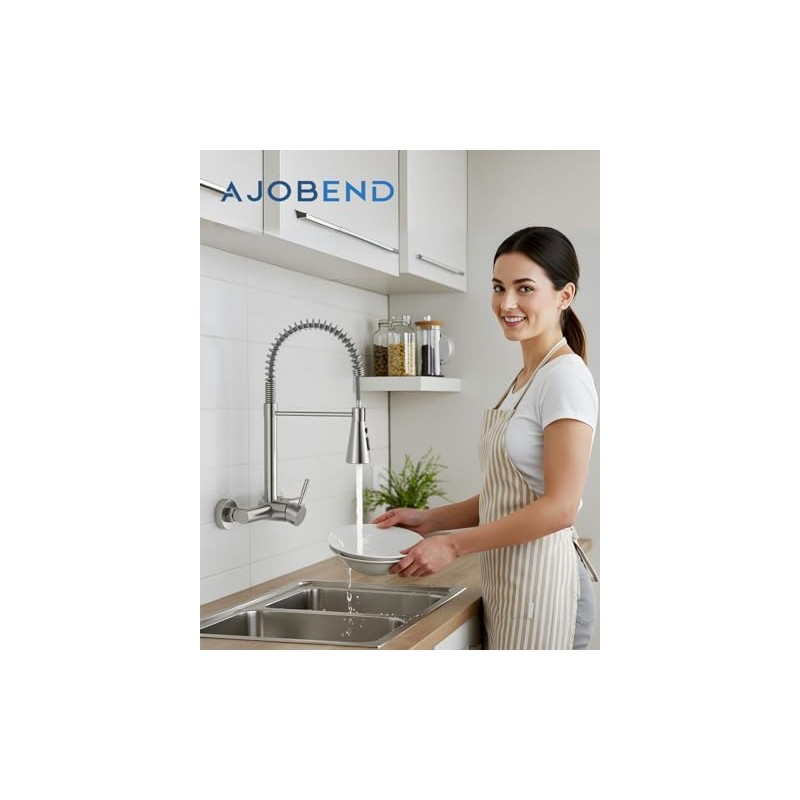 Wall Mount Kitchen Faucet Single Handles, 8 Inch Center Wall