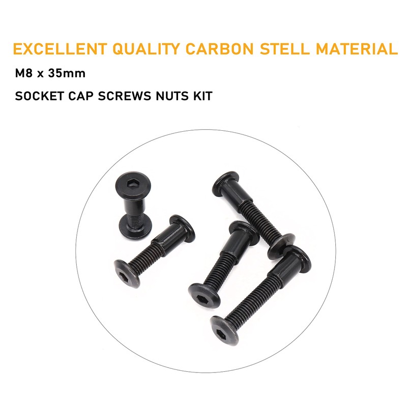 binifiMux 10-Pack Black M8 35mm Countersunk Rivet Socket Cap Connecting