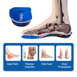 Walkrofeet Kids Medium Arch Orthotics Low and Comfort Metatarsal Pad Inserts Relieve Plantar Fasciitis Foot Pains with Gel Heel Cushion