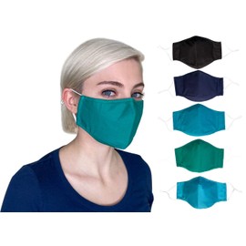 Xlive Cloth Face Mask,Washable Reusable,breathable with Adjustable Ear Loops, Nose Wire and Filter Pocket, 3-layer Cotton fabrics, for teen girls, boys, men or women,5-pack,Made in USA