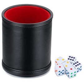 Felt Lined Professional Dice Cup - with 6 Dice Quiet for Yahtzee Game