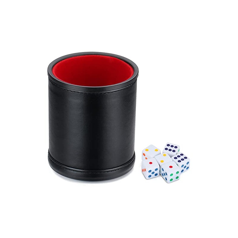 Felt Lined Professional Dice Cup - with 6 Dice Quiet