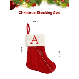 Just Jolly 8 Inch Mini Christmas Stockings, Small Xmas Stockings with Monogram Initial, Classic Red White Xmas Decor for Mini Christmas Tree, Fireplace, Holiday Decor, Party Favors, Gift Stocking (J)