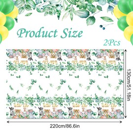 Jungle Animals Tablecloth, 130 x 220 cm, Jungle Tablecloth, Birthday, Pack of 2, Disposable Tablecloth, Plastic, Waterproof, Tablecloth, Birthday, Boys and Girls, Jungle Birthday Decoration