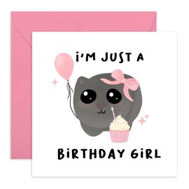 Central 23 Girls Birthday Card - Just A Birthday Girl - Bow - Humour - Funny Birthday Gifts For Girlfriend Best Friend Sister Colleague - Comes With Stickers