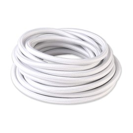 BRIGHTTIA White Color Cloth Covered Electrical Wire - 16Ft Textile Cable for Pendant Light Fixture and Vintage Lamp Revival - DIY Lamp Parts for Unique and Creative Lighting Projects (B009)