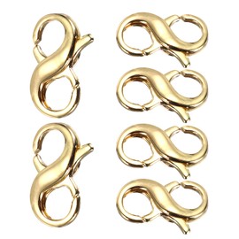 sourcing map 8mm x 13mm Double Opening Lobster Clasp, 6 Pcs Necklace Bracelet Extender Clasp and Closures Connector 14K Gold Plated for Jewelry Making Repair Anklets, Gold Tone