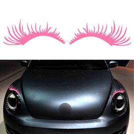 TOMALL 2Pcs Car Headlight Eyelashes Vinyl Stickers Waterproof Personality Cute Decoration Fake Eyelash Decals for Car Truck Headlamp Headlight (Pink)