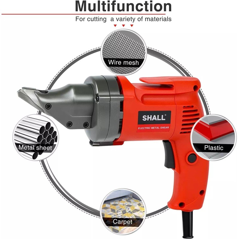 SHALL Electric Metal Cutting Shear, Corded Sheet Metal Cutter, Variable