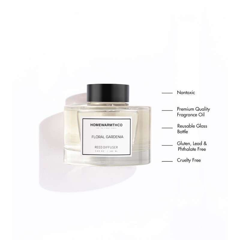 Homewarmthco Floral Gardenia Reed Diffuser Set - Luxury Fragrance Reed