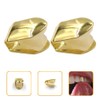 HEALLILY 2pcs Gold Plated Small Single Tooth Cap Hip Hop