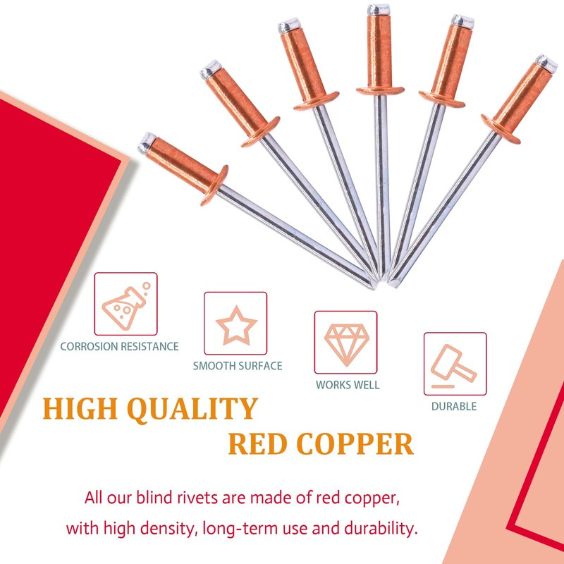 Hilitchi Dome Head Red Copper Blind Rivets Self-Plugging Open End