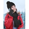 URATOT Women Winter Beanie Hat Scarf Gloves 3 in 1