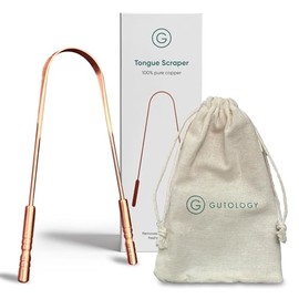 Gutology Tongue Scraper - 100% Pure Copper - Helps Support Fresher Breath - Easy to Use Tongue to Improve Oral Hygiene
