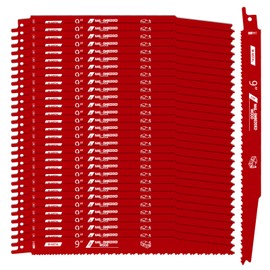 30 Pack 9 inch 6/12 TPI Reciprocating Saw Blades, Bi-Metal Saw Blade for Nail-Embedded Wood Cutting, Auto Dismantling Reciprocating Saw Blades Metal, Saw Blades for Trees, Garden Pruning(Red)