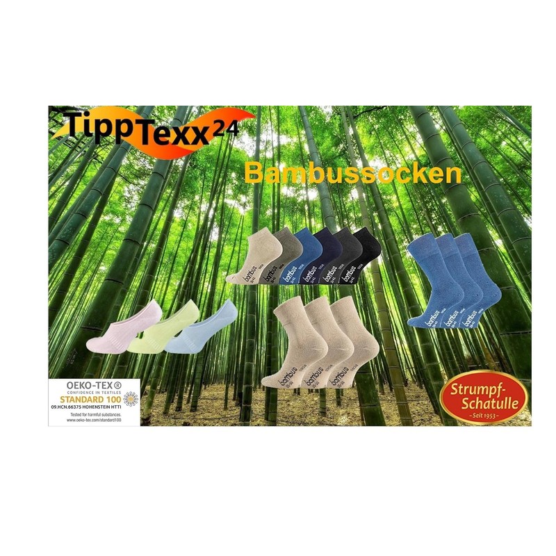 TippTexx24 6 pairs of Oekotex bamboo socks, odour killers -
