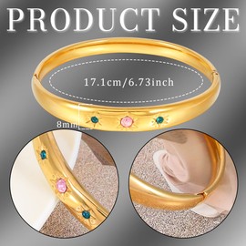 Manfnee Dainty Bangle Bracelet for Women Cubic Zirconia Stainless Steel Bracelets Flower Bangle Bracelet Oval Bangles Bracelets