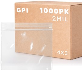 GPI - 1000 Count - 4" x 3" 2 Mil Clear Reclosable Zip Plastic Poly Bags with Resealable Lock Seal Zipper, for Jewelry, Coins, Pills, Candy, Beads, Seeds & More.